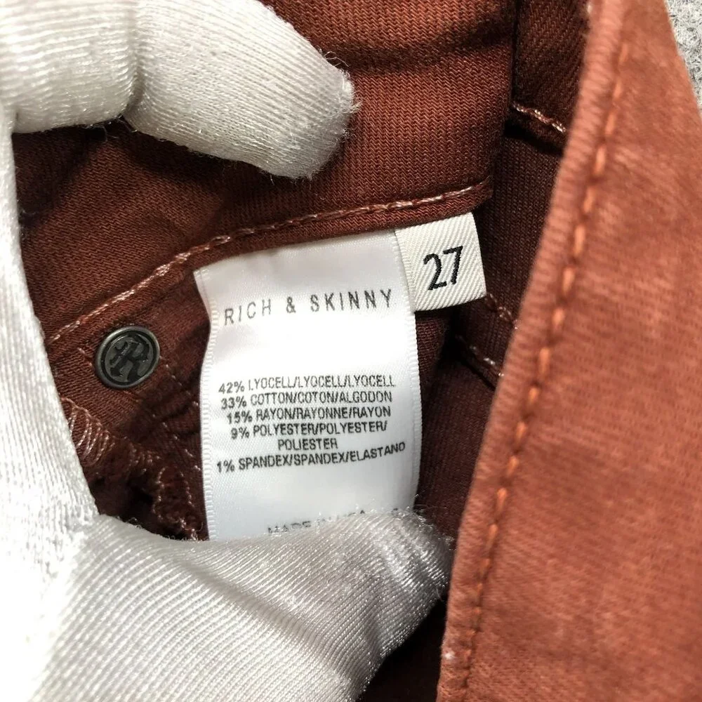 Rich & Skinny Low Rise Skinny Jeans Womens Size 27‎ Brown Stretch Chocolate